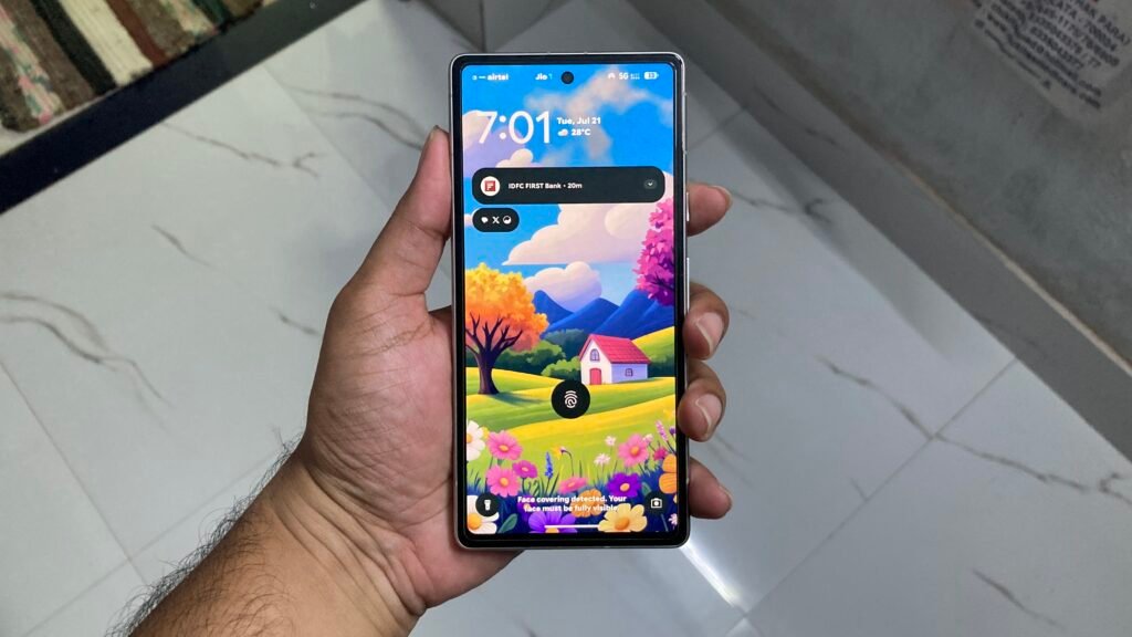 Google Pixel 7a front design after three years of daily use
