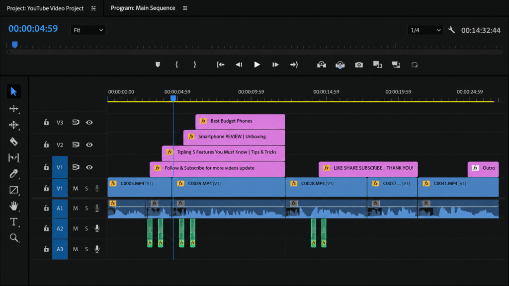 Adobe Premiere Pro Editing Timeline Adobe Premiere Pro video editing timeline