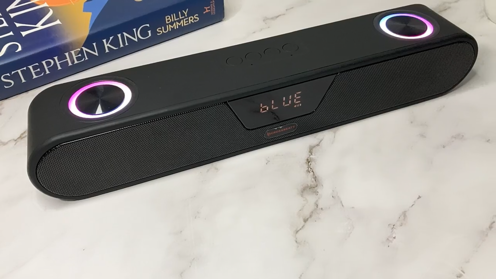 Crossbeats Blaze B24 soundbar showing its top controls and speaker drivers