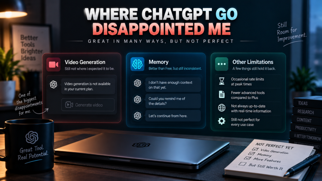 Where ChatGPT Go Disappointed Me ChatGPT Go limitations including video generation, memory and other drawbacks